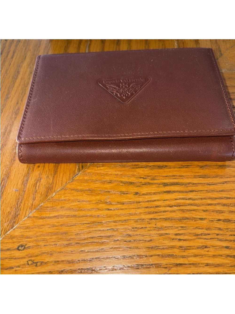 Valentino Brown Leather Bifold Wallet with Embossed Logo